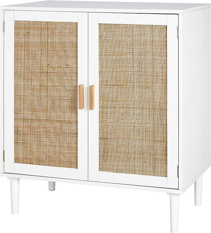 Finnhomy Sideboard Buffet Cabinet, Kitchen Storage Cabinet with Rattan Decorated Doors, Liquor Ca... | Amazon (US)