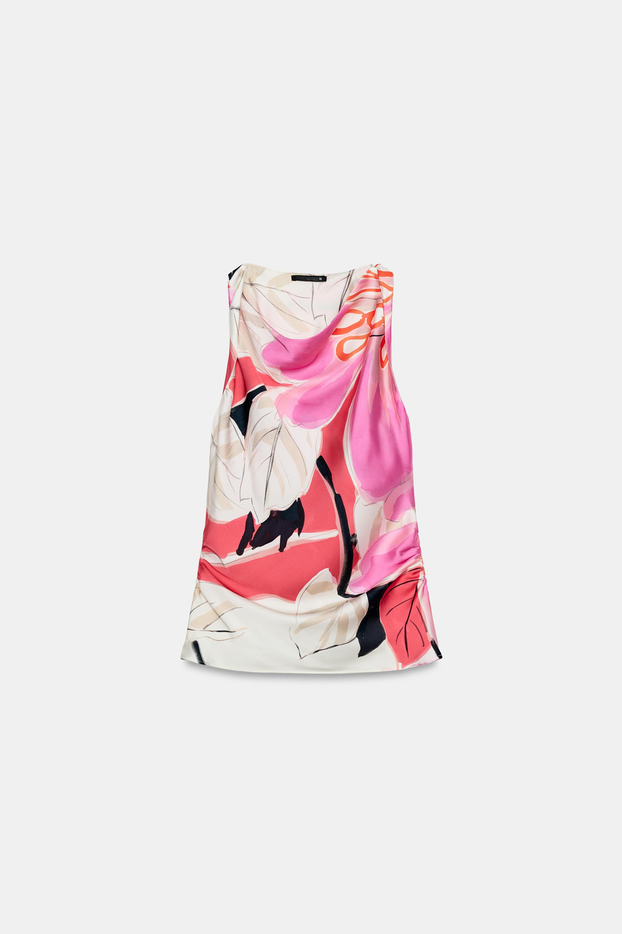 PRINTED SATIN EFFECT TOP | Zara US