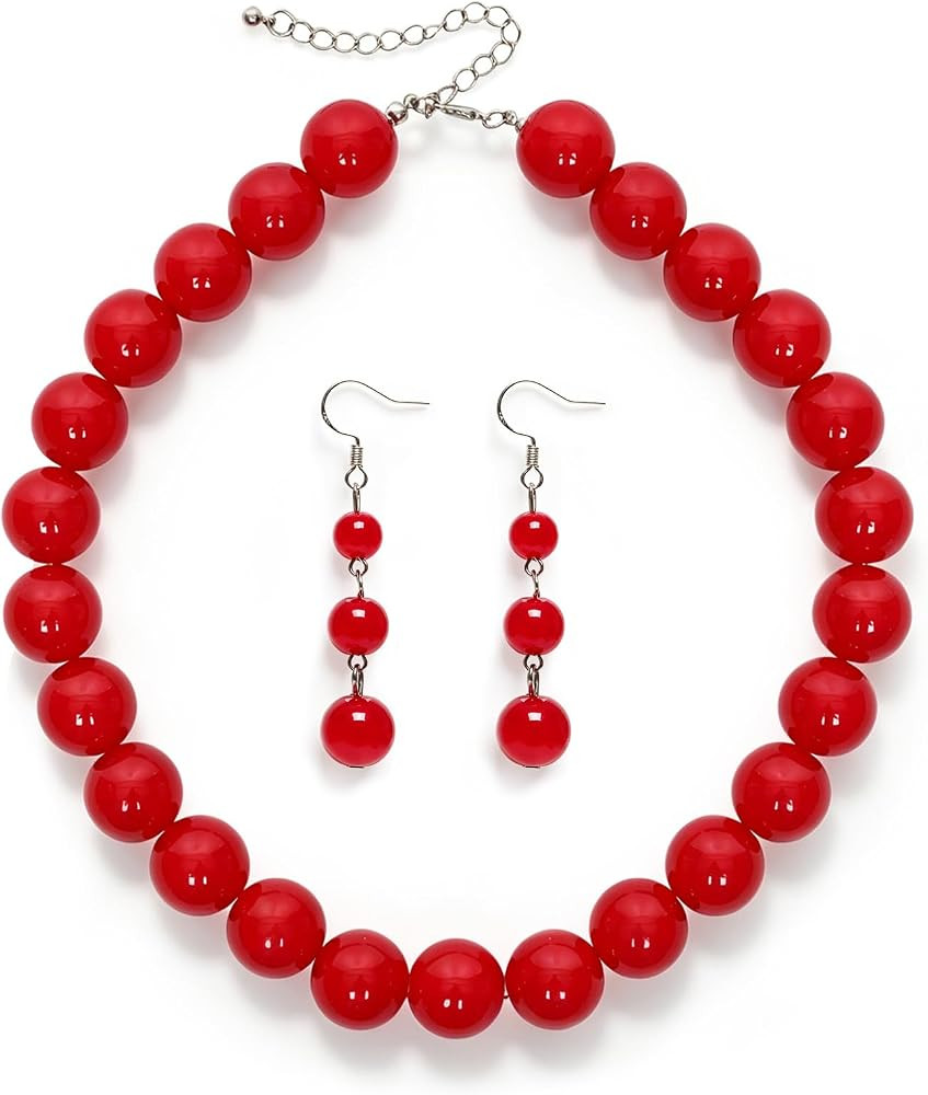 Chunky Beaded Necklaces for Women Choker Boho Jewelry Earring Set | Amazon (US)