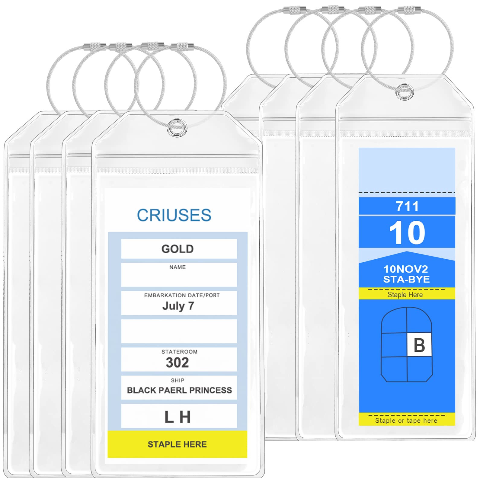 Cruise Luggage Tag Holder, 8 Pcs Containing Two Sizes of Luggage Tag, Airtight and Waterproof Cru... | Amazon (UK)