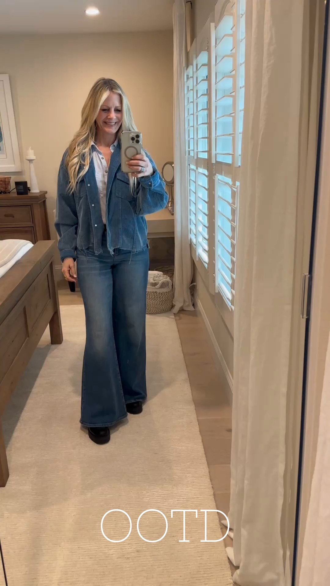 OOTD - Casual layered spring outfit for a cool rainy day.  Wearing my fave Reiss wide leg jeans with light blue linen top from Anthropologie and corduroy jacket by POL. 

Red Carpet of Life, LTK over 50, 

#LTKStyleTip #LTKWorkwear