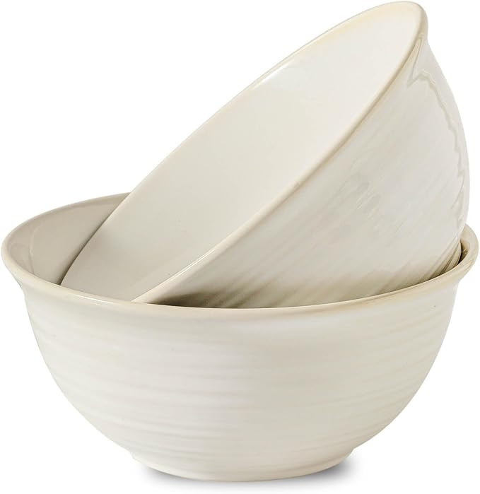 Serving Bowls Set of 2, 60 Ounce Ceramic Large Bowls, Deep Kitchen Bowls for Salad Soup Ramen Pas... | Amazon (US)