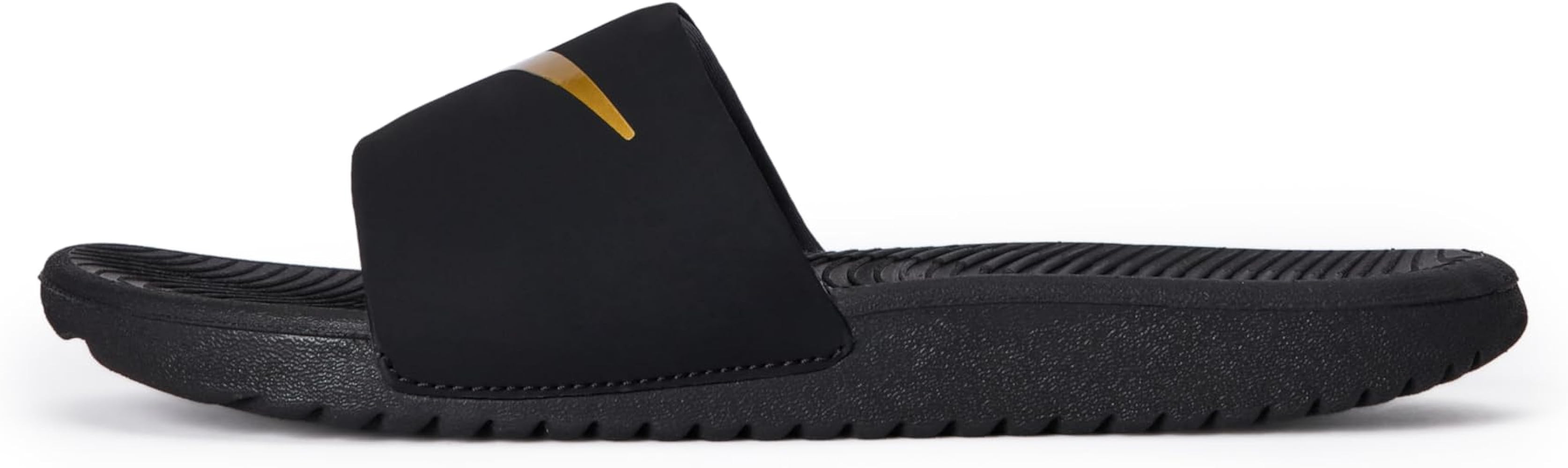Amazon.com | Nike Little/Big Kid's Kawa Slides, Black/Metallic Gold, 2Y | Sandals | Amazon (US)
