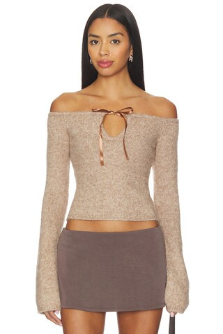 MAJORELLE Eve Off Shoulder Top in Camel from Revolve.com | Revolve Clothing (Global)