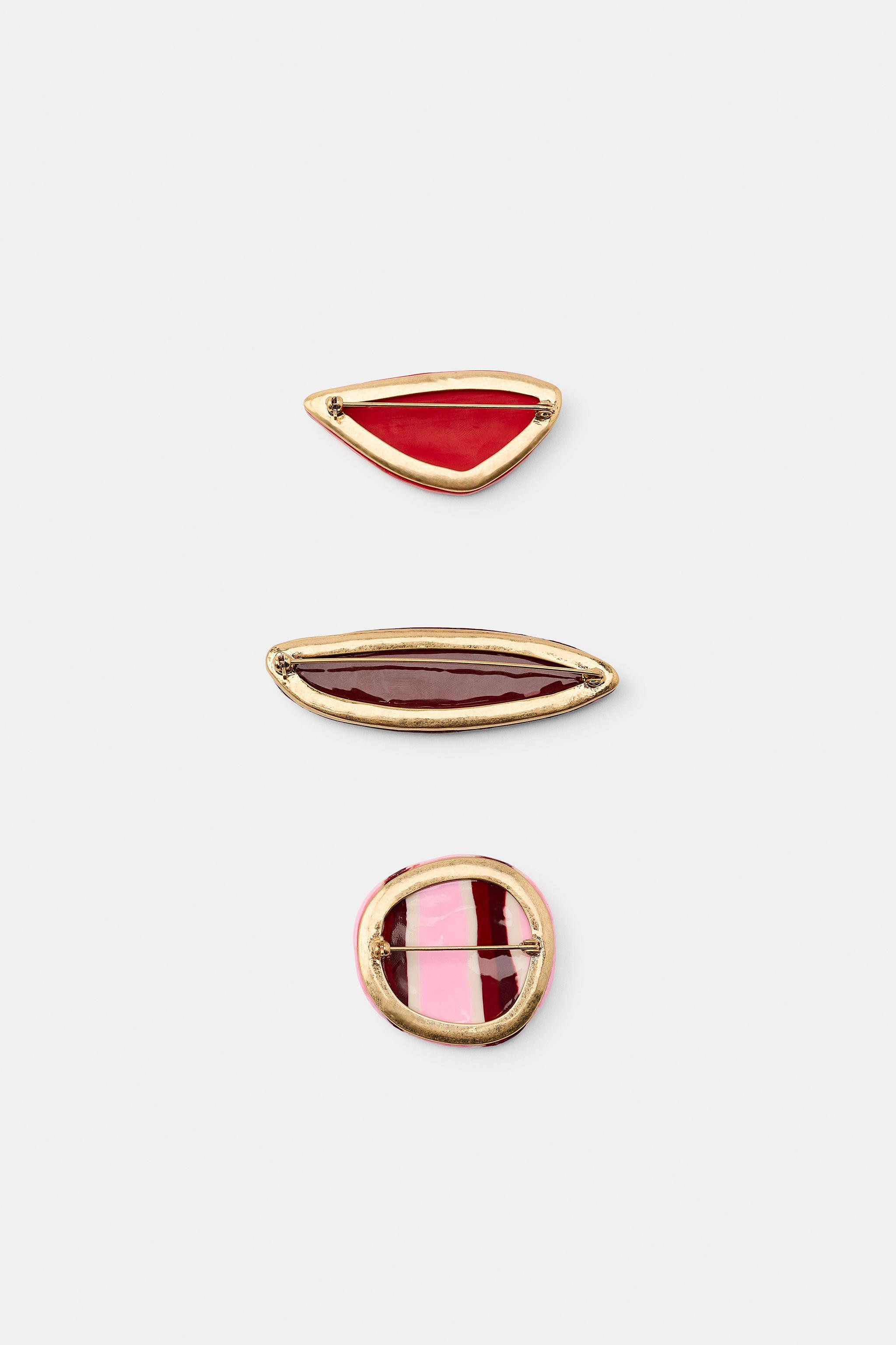 3-PACK RESIN SHAPE BROOCHES | Zara US
