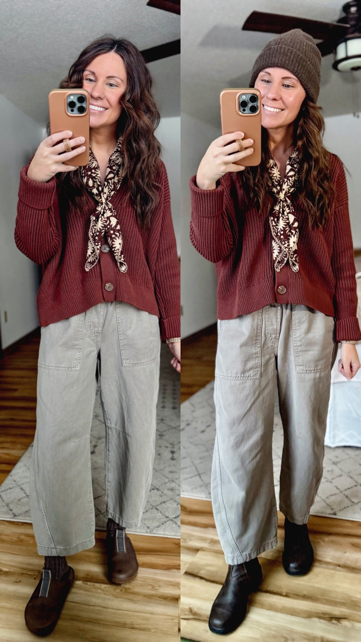 Wearing xs in my cardigan (redwood brown color—my color is sold out but other colors are available. I also linked similar ones). My pants are xs short/petite. Traded out my clogs for my blundstone boots when going out in the snow! And added my cashmere beanie 🤎



#LTKPetite #LTKgrwm #LTKSeasonal