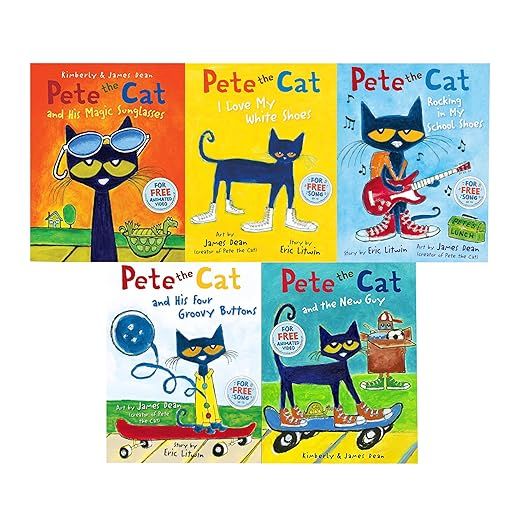 Pete the Cat Series 5 Books Collection Set (Pete the Cat I Love My White Shoes, Rocking in My Sch... | Amazon (US)