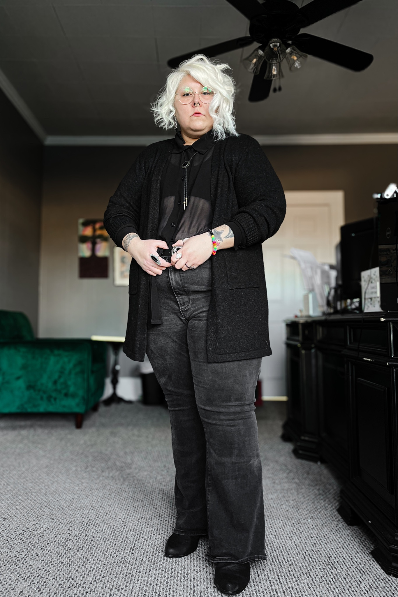 Shirt: From my grandma’s closet 
Cardigan: CurveSoul
Jeans: Belks 
Boots: Amazon

#LTKmidsize #LTKstyletip #LTKplussize