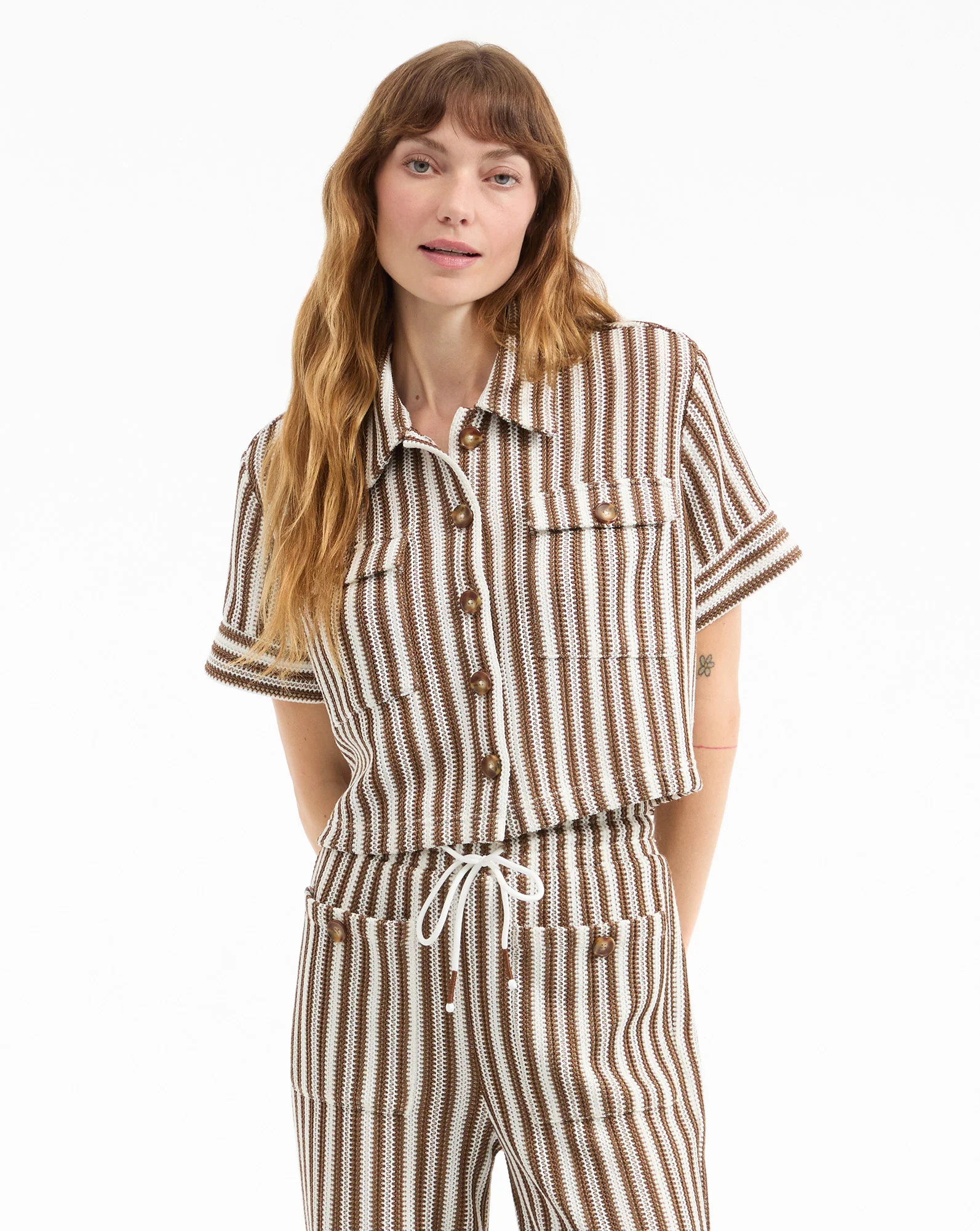 Bouvier Knit Button-Down Shirt | Veronica Beard