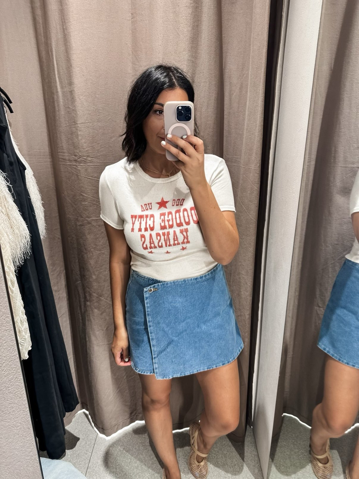 I am in the large of the tee. It is a fitted tee, so if you have big boobs definitely go up a size! Otherwise super cute fit. 

My skort is Mango, but I've linked a Zara version. I am in the large, it's a looser fit.  

 #LTKFindsUnder50 #LTKFindsUnder100