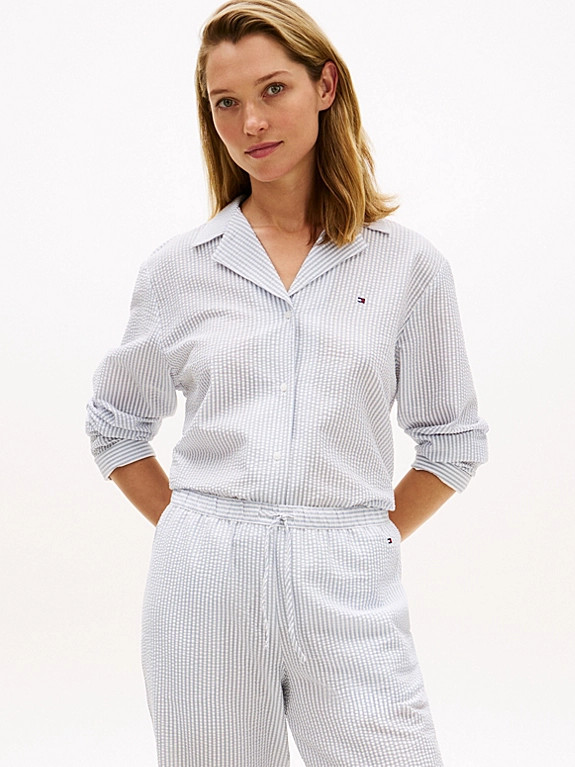 Essential Seersucker Pyjama Shirt | Blue | Tommy Hilfiger | Tommy Hilfiger UK