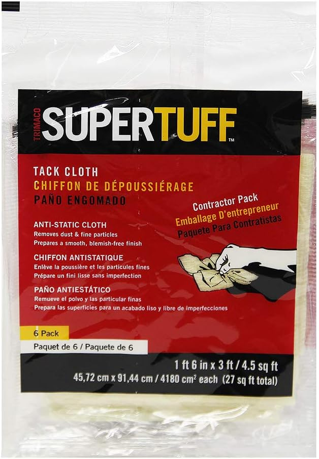 Trimaco 10506 SuperTuff Tack Cloth, 18 x 36-inch, 6 Count, Pack of 6, tan | Amazon (US)