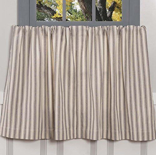 Piper Classics Market Place Gray Ticking Stripe 36" Tier Curtains | Amazon (US)
