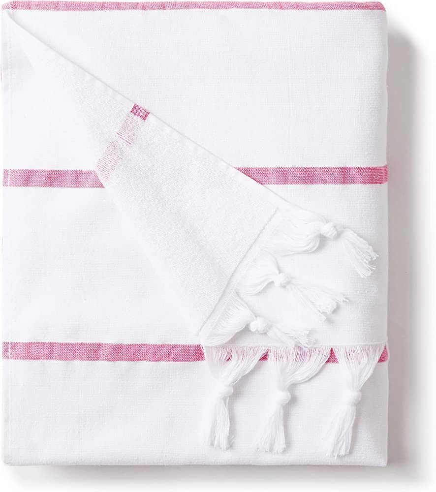 Laguna Beach Textile Co. Soft Turkish Fouta Beach Towel - Flamingo Pink Stripe, 400 GSM | Amazon (US)