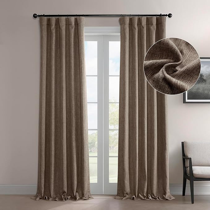 HPD Half Price Drapes Faux Linen Textured Room Darkening Curtains for Bedroom 108 Inches Long (1 ... | Amazon (US)