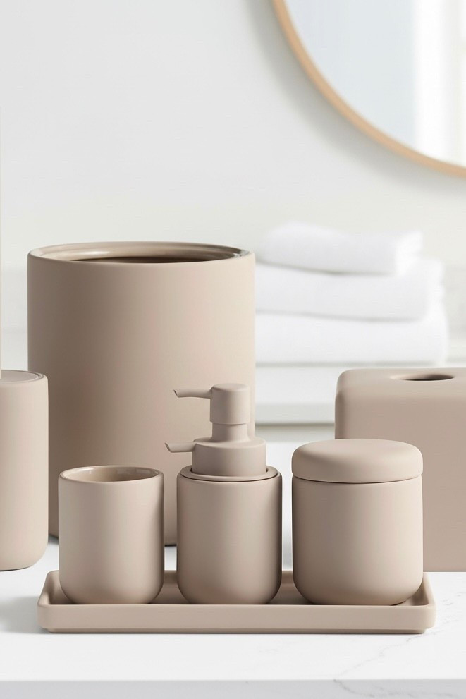 Clean, minimal, and makes your bathroom feel instantly put together 🤍
This neutral bath set is one of my favorites  I love how it keeps the counter clutter-free but still looks aesthetic.

Perfect for a simple, modern bathroom refresh ✨

#bathroomdecor #bathroomessentials #neutralhome #minimalstyle 

#LTKHome