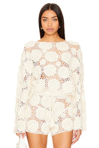 Tularosa Zephyr Floral Crochet Sweater in White from Revolve.com | Revolve Clothing (Global)