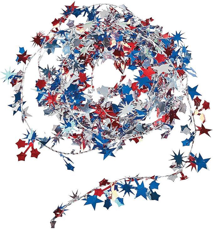 Fun Express Patriotic Wire Star Garland for Fourth of July Party Decor (9 feet Long) | Amazon (US)