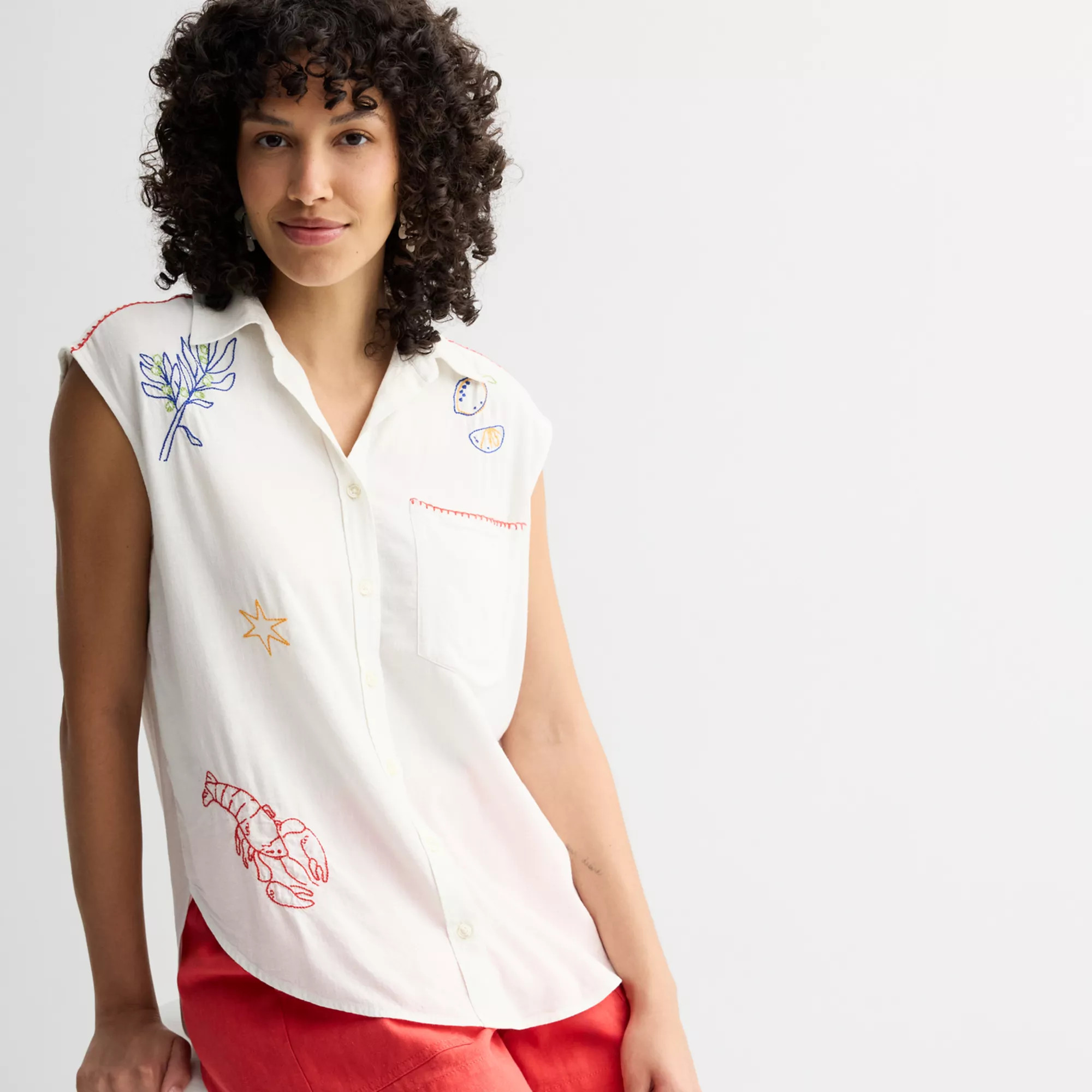 Women's Sonoma Goods For Life® Embroidered Summer Sleeveless Shirt | Kohl's