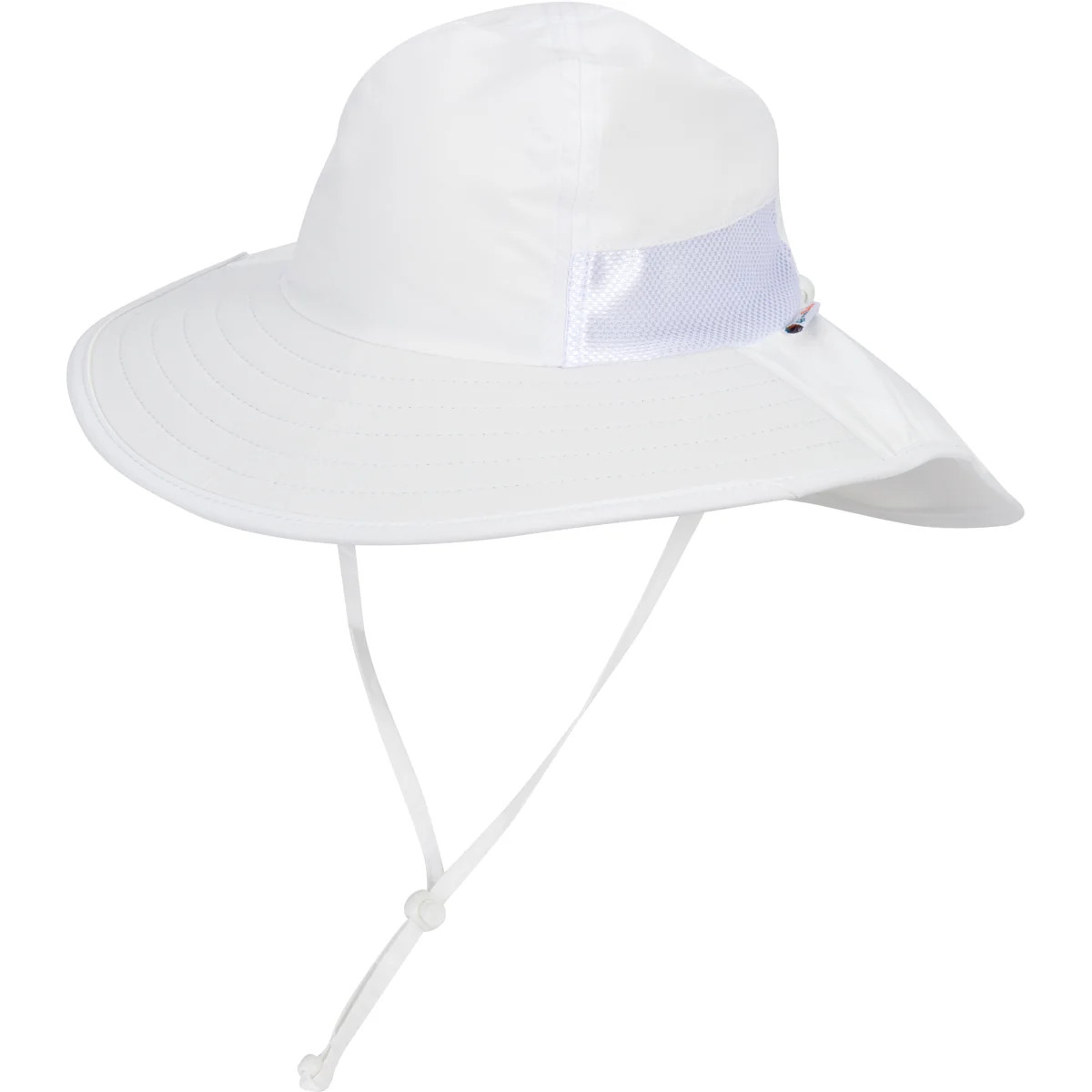 Kids Wide Brim + Flap Neck Sun Protective Adventure Hat - White | SwimZip