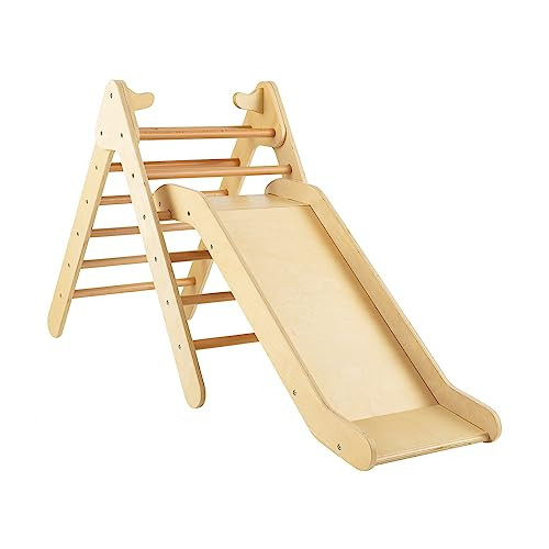 Costzon Wooden Climbing Toys for Toddlers, 2 in 1 Montessori Triangle Climber with Adjustable Angle’s Ramp for Slide, Multicolor Kids Boys Girls Indoor Climber Play Gym Structure Gift Set | Amazon (US)