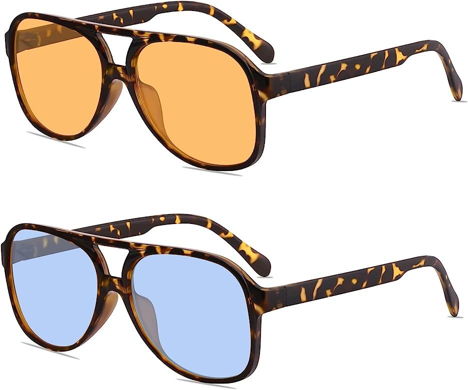 Classic Vintage Aviator Sunglasses for Women Men Large Frame Retro 92s Sunglasses | Amazon (US)