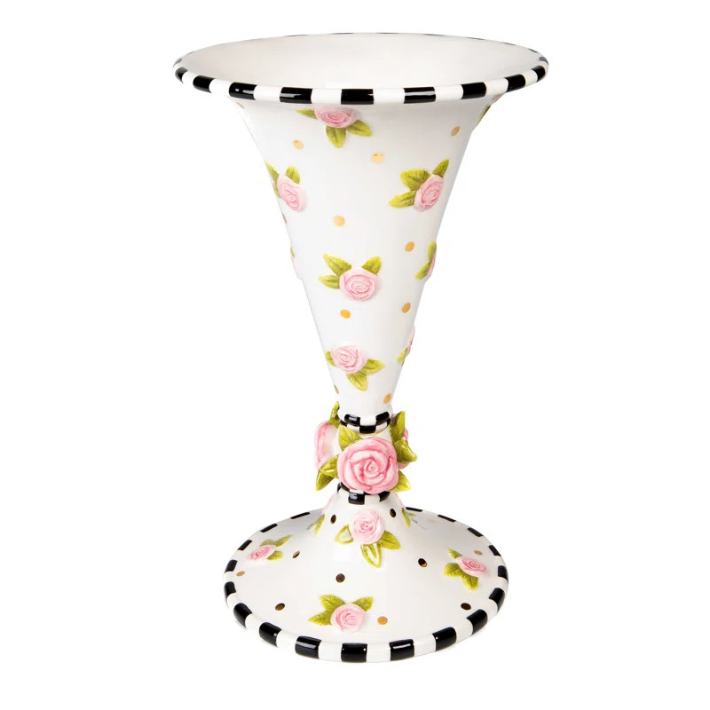 Patience Brewster White/Pink 12.25" Ceramic Table Vase | Wayfair North America