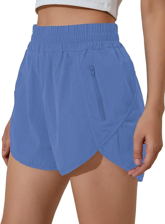 BMJL Women's Running Shorts Elastic High Waisted Shorts Pocket Sporty Workout Shorts Quick Dry Athle | Amazon (US)