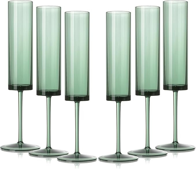 6 Pack Acrylic Dark Green Wine Glasses Green champagne glasses Champagne Flutes Sparkling Wine Gl... | Amazon (US)