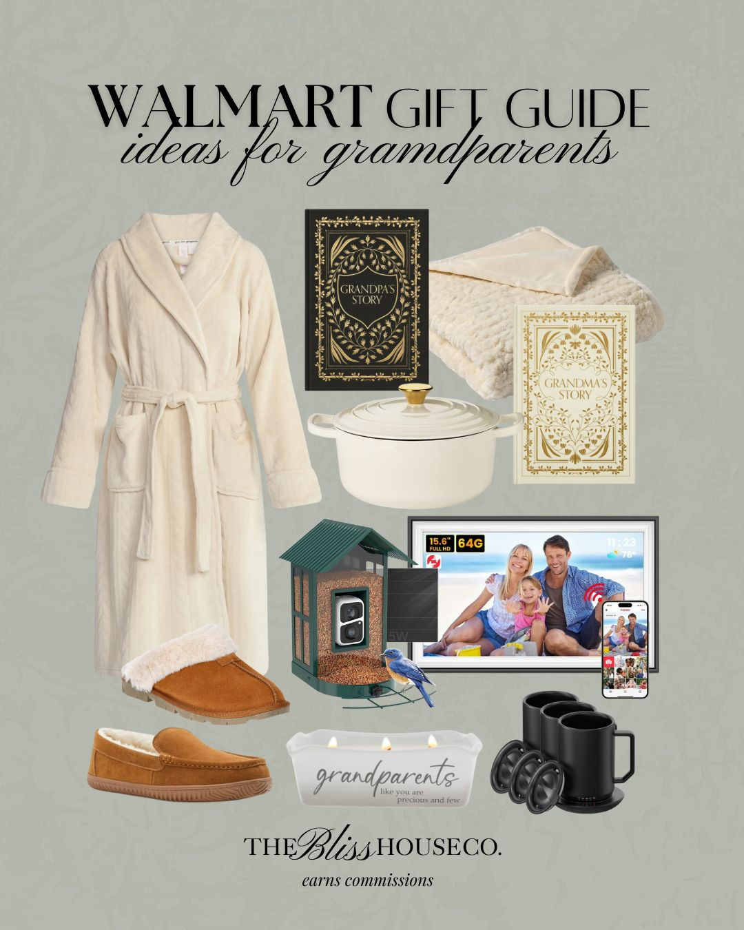 Walmart gift guide for the grandparents! Christmas gifting, holiday gift ideas, grandma, grandpa, top trending gifts for 2025 Christmas, cozy slippers, robe, candle, digital frame, memories 🤍 

 #LTKGiftGuide #LTKHoliday #LTKFindsUnder100