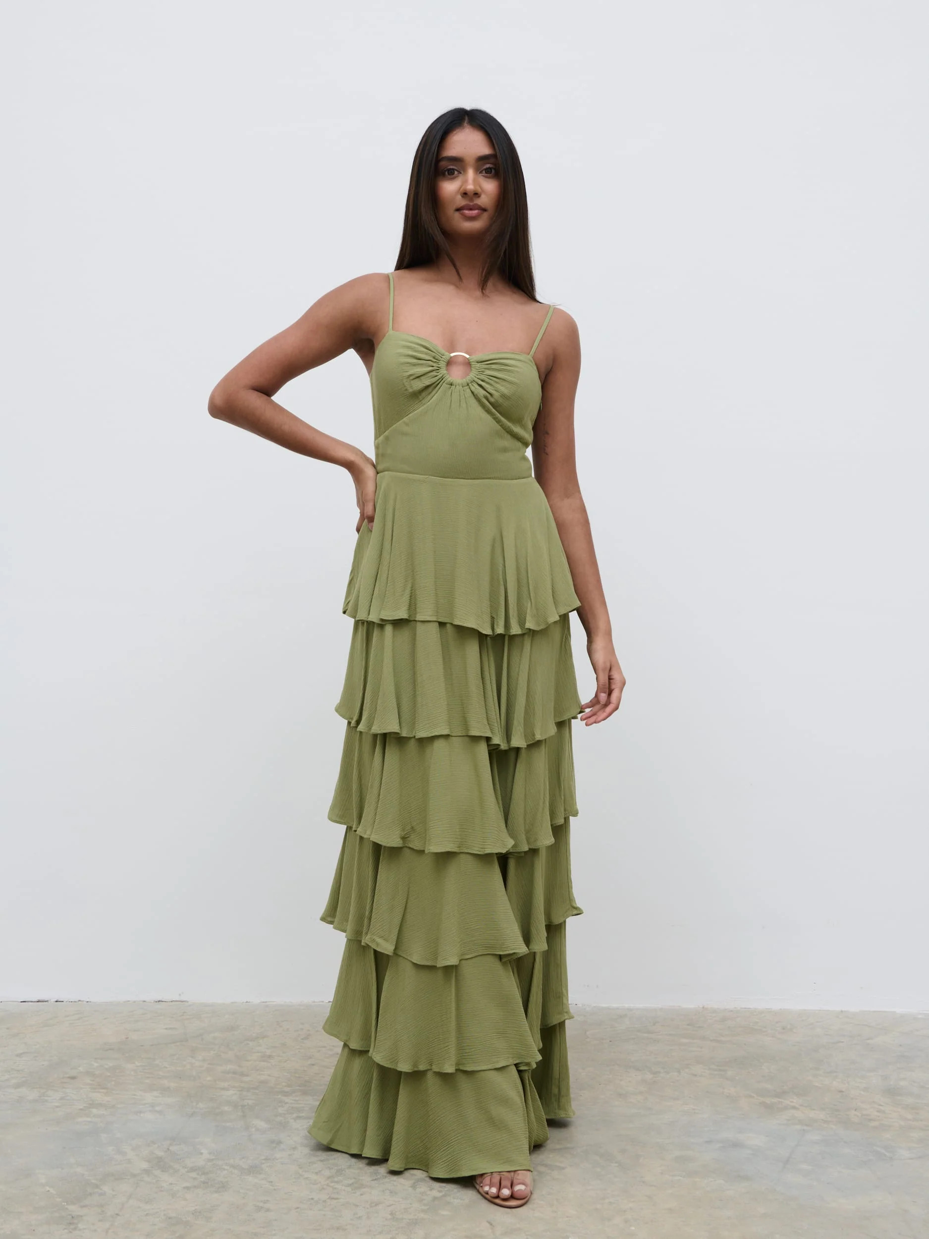 Sidney Maxi Dress - Olive | Pretty Lavish (UK)