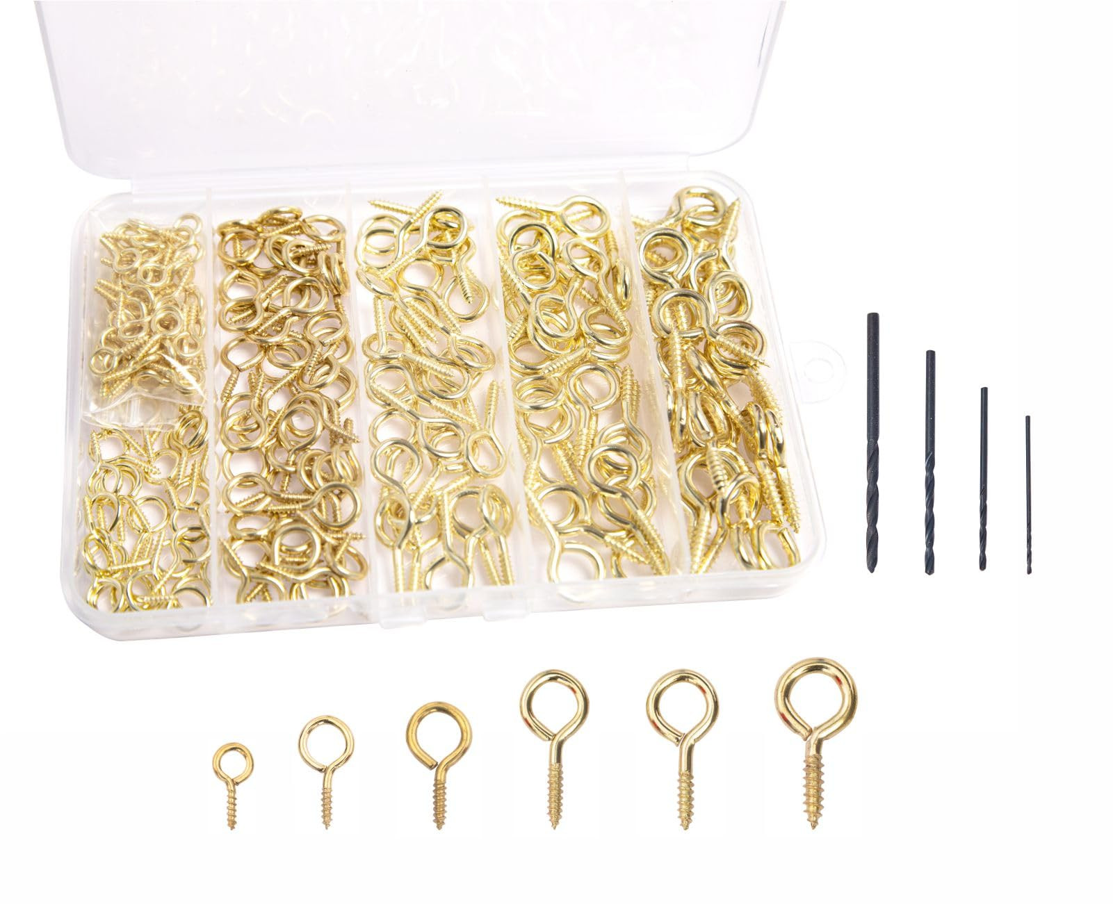 Mariyandh 240PCS Eye Hooks Screw Metal 0.67 Inches-1.1 Inches Small Eyelet Screws for Wood (0#-5#... | Amazon (US)