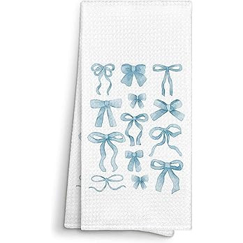 Blue Coquette Bow Kitchen Towels Decorative, Preppy Trendy Dish Towel Dish Cloths Tea Towel for T... | Amazon (US)
