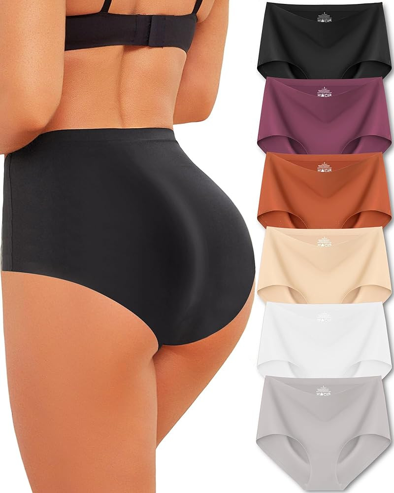 ROSYCORAL High Waisted Seamless Underwear for Women Full Coverage Hiphugger High Rise Silky No Sh... | Amazon (US)