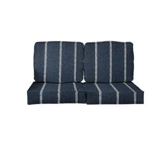 27 in. x 30 in. x 5 in. (4-Piece) Deep Seating Outdoor Loveseat Cushion in Sunbrella Lengthen Indigo | The Home Depot