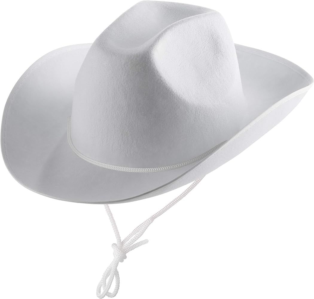 White Cowboy Hat for Kids (2-Pack) Felt Cowboy Hat with Neck Drawstring, Plain Cowboy Hats for Bo... | Amazon (US)