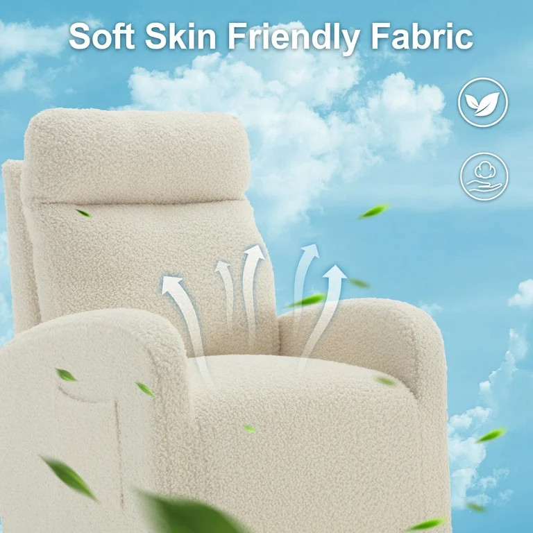 Muumblus Teddy Nursery Glider Swivel Glider Rocking Chair with Lumbar Pillow, White - Walmart.com | Walmart (US)