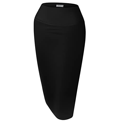 Simlu Black Below The Knee Pencil Skirts for Women (Size XX-Large, Black) | Amazon (US)
