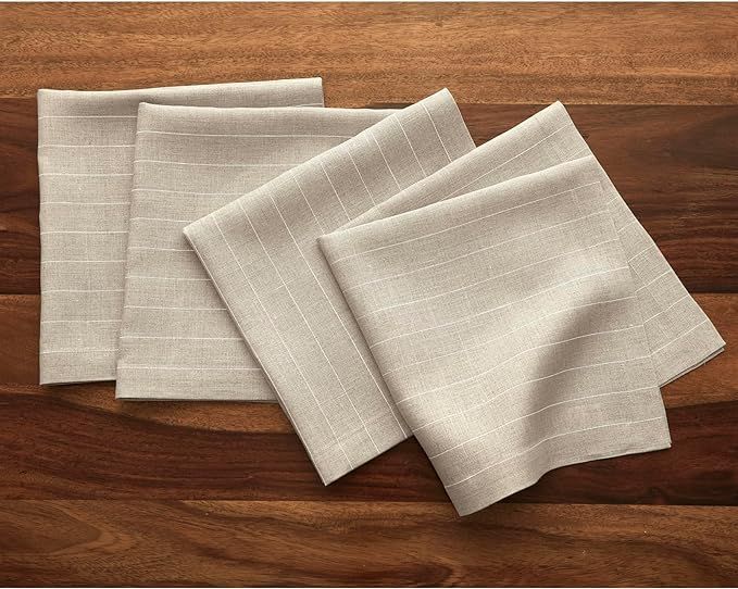 Solino Home Pinstripe Linen Napkins – 20 x 20 Inch Cloth Dinner, Set of 4 100% Pure Linen Napki... | Amazon (US)