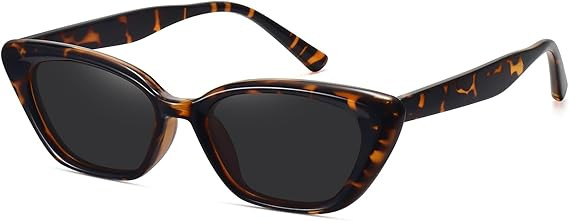 WOWSUN Small Cat Eye Sunglasses Womens Retro Narrow Trendy Polarized Sunglasses | Amazon (US)