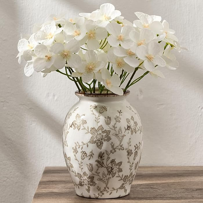 5.63" Ceramic Flower Decorative Antique Vase, Vintage Rustic Chinoiserie Floral Vase for Home Dec... | Amazon (US)