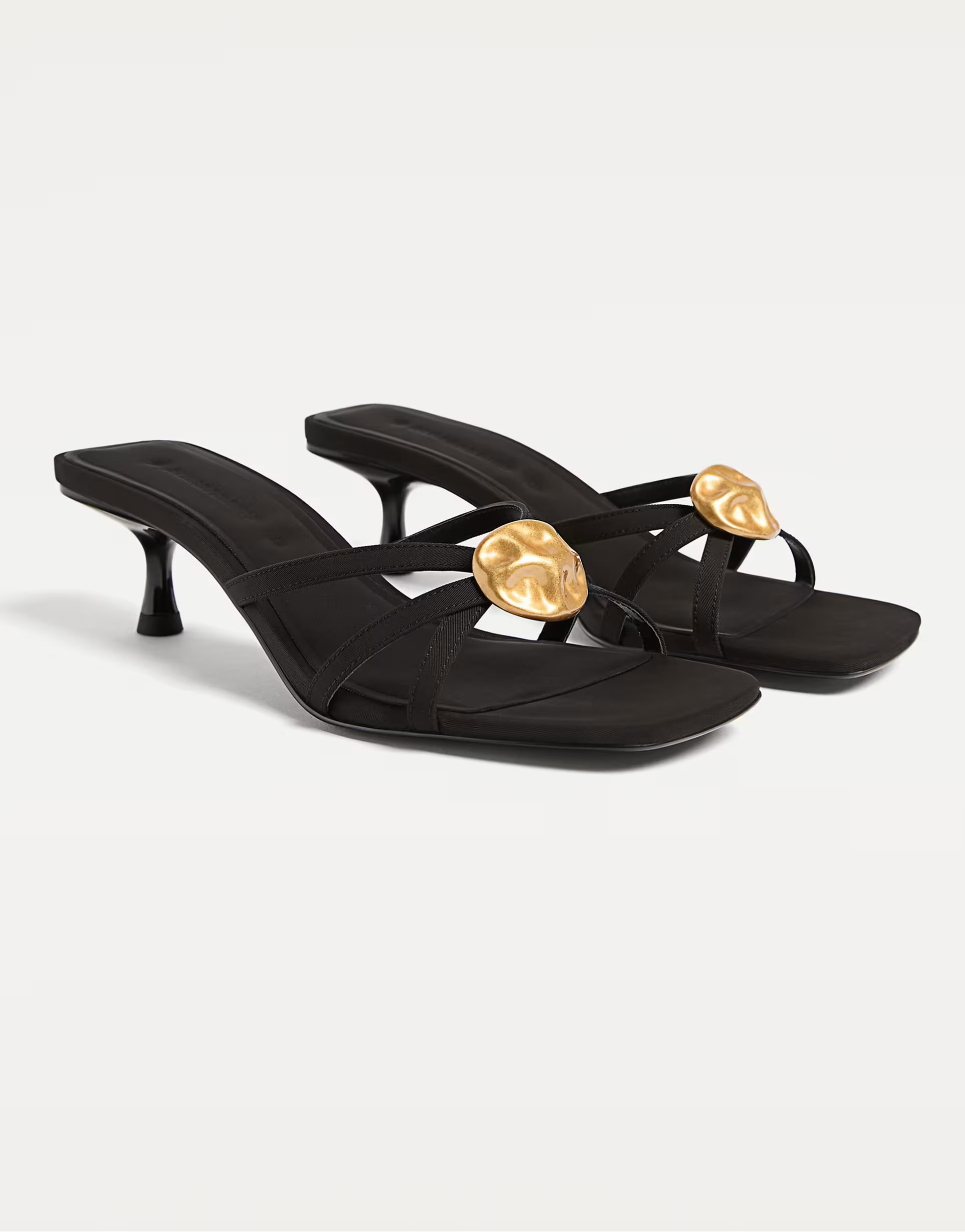 Stradivarius rhinestone high-heel sandals in black | ASOS (Global)