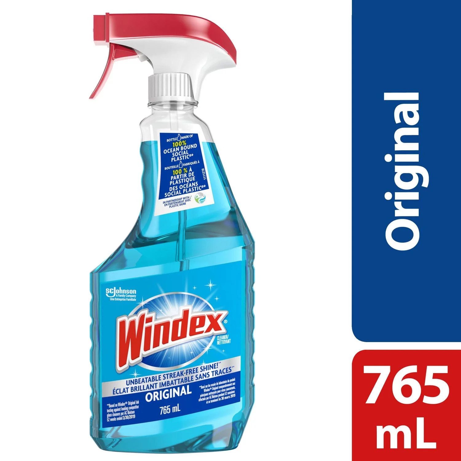 Windex Original Blue Glass and Window Cleaner, Bottles Made from 100% Recycled Plastic, 765mL, St... | Walmart (CA)