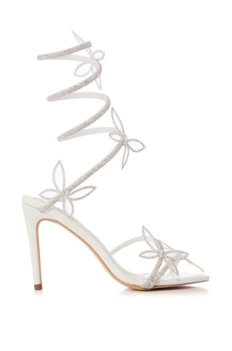 AZALEA WANG DANCY WHITE BUTTERFLY WRAP UP STILETTO SANDAL | AKIRA