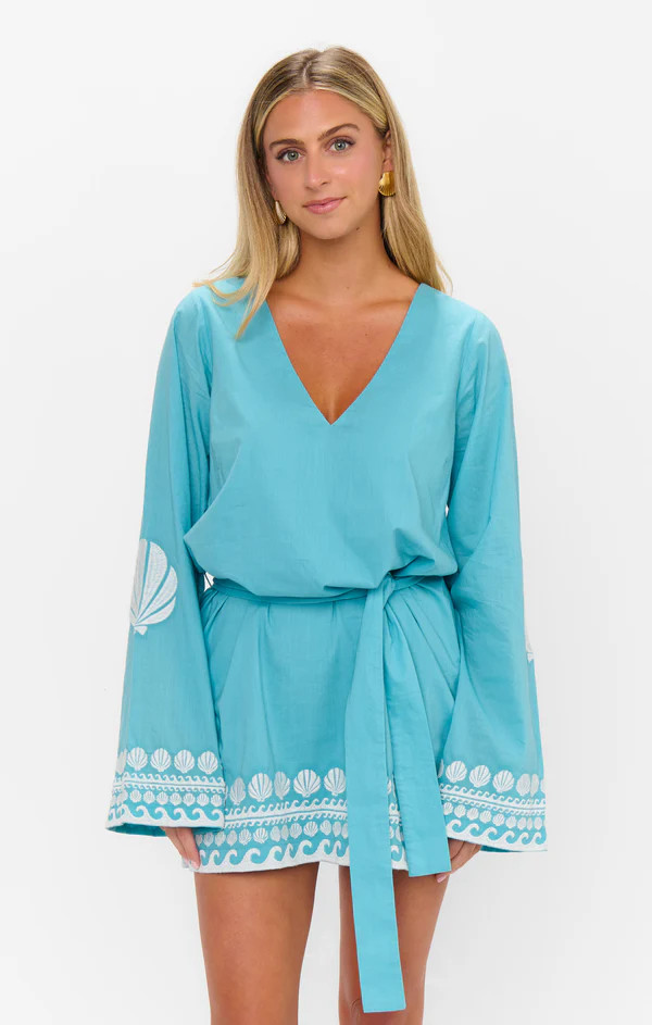 Malia Mini Dress ~ Blue Capri Shells | Show Me Your Mumu