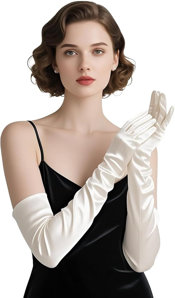 THARAHT Women Long Gloves with Satin Elbow Length for 1920s Opera Tea Party Costumes Bridal Eveni... | Amazon (US)