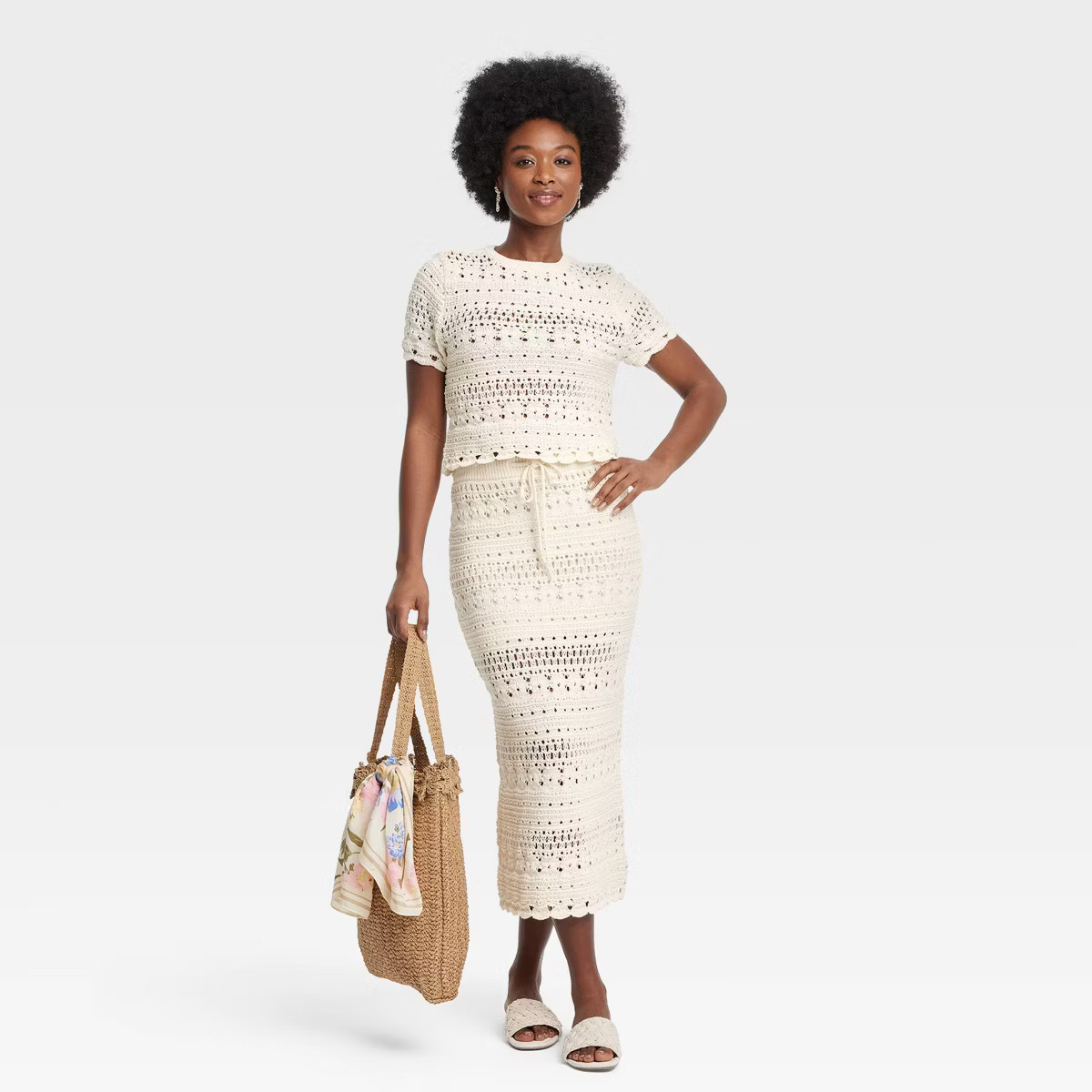 Women's Openwork Crewneck Pullover Sweater - Universal Thread™ Cream | Target