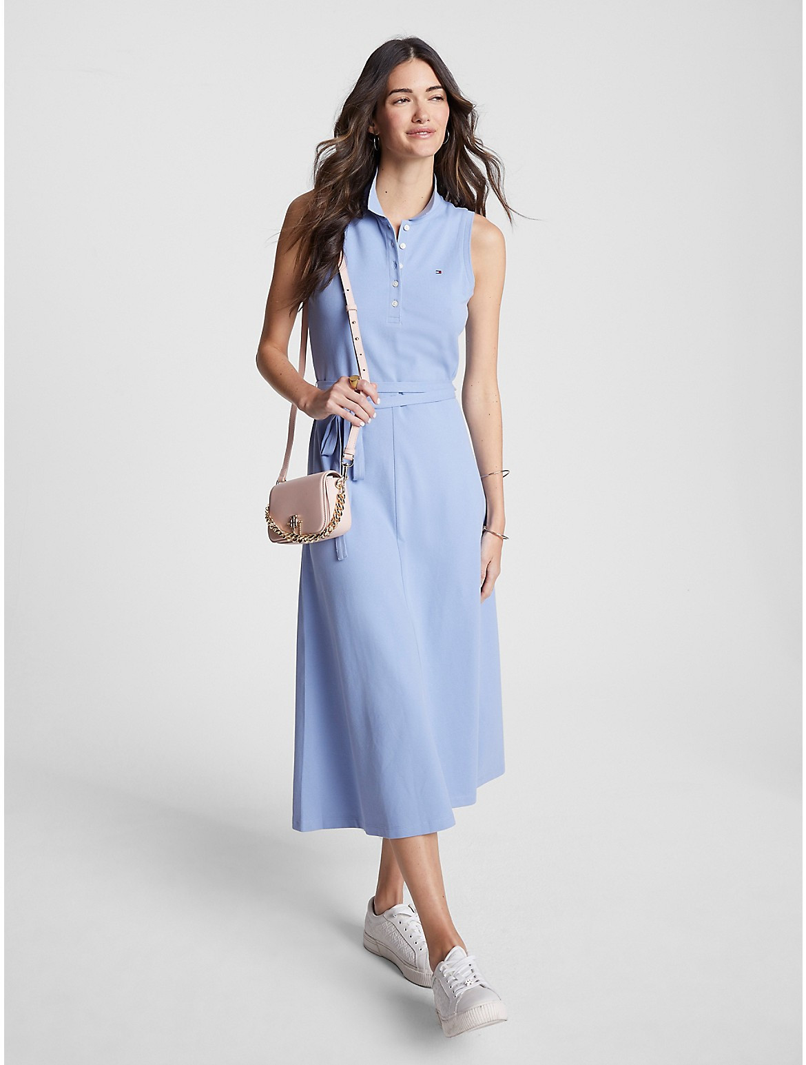Tommy Hilfiger Women's Pique Cotton Sleeveless Midi Polo Dress - Blue - XXL | Tommy Hilfiger (US)