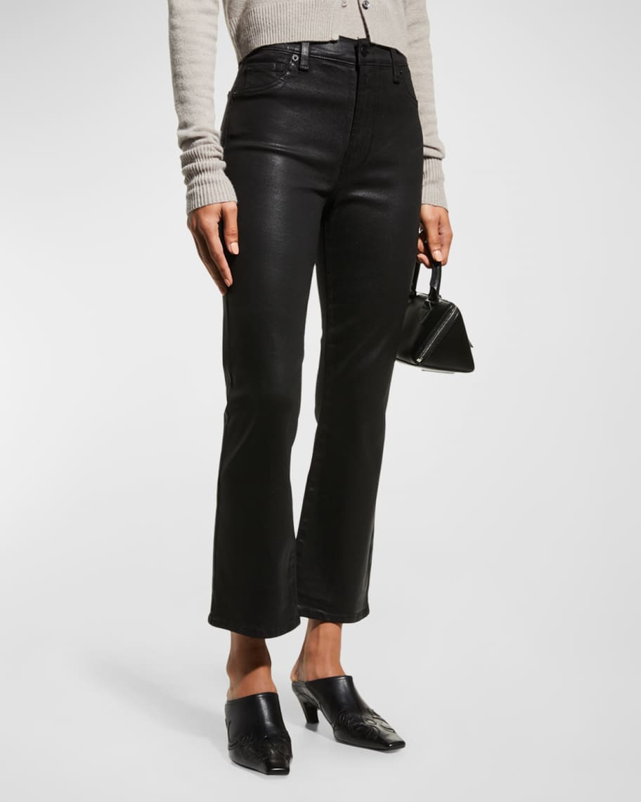 7 for all mankind High-Waist Slim Kick Coated Pants | Neiman Marcus