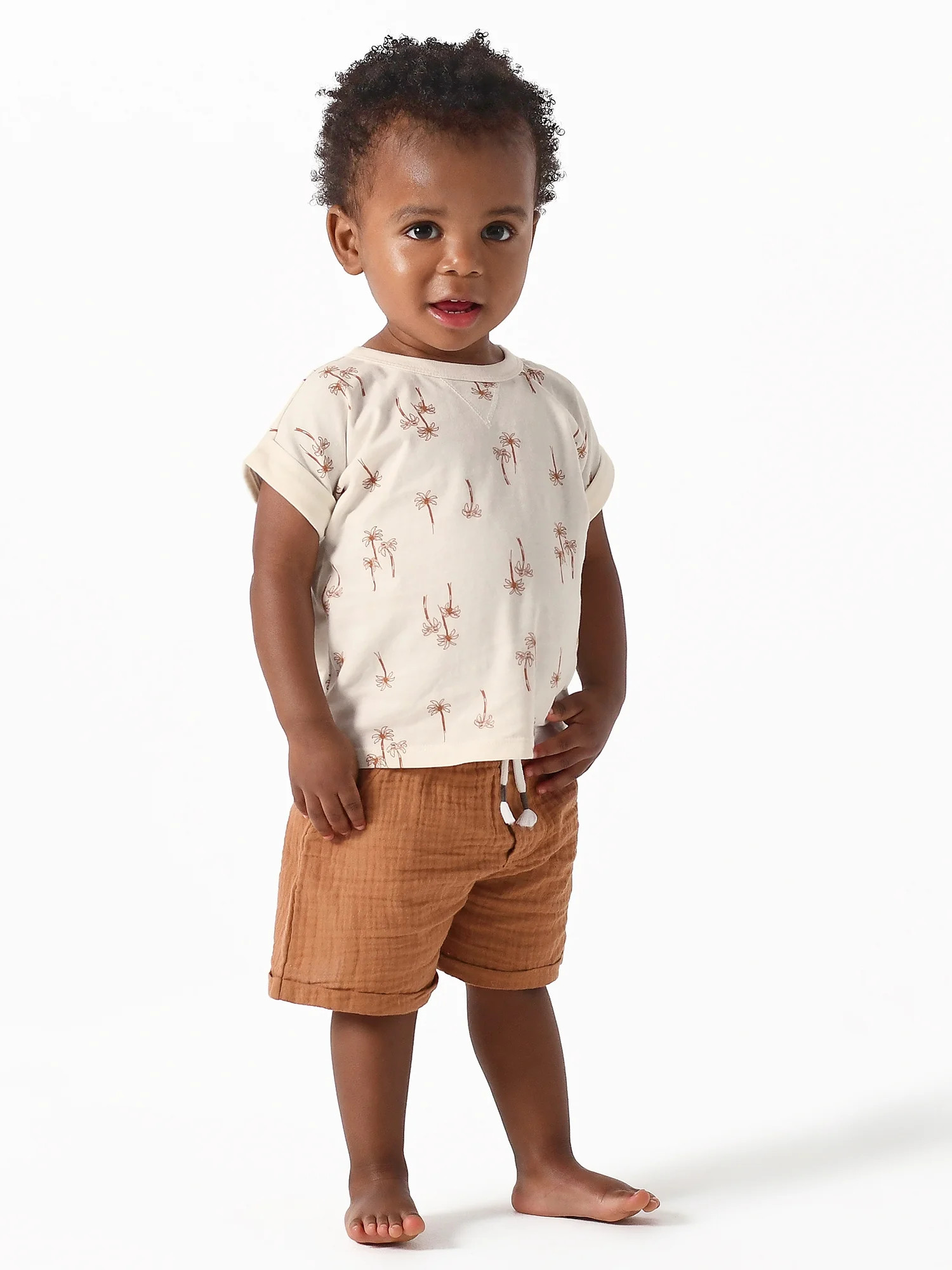 Modern Moments by Gerber Baby Boys Short Sleeve Tee and Gauze Shorts Outfit Set, 2-Piece, Sizes 0... | Walmart (US)